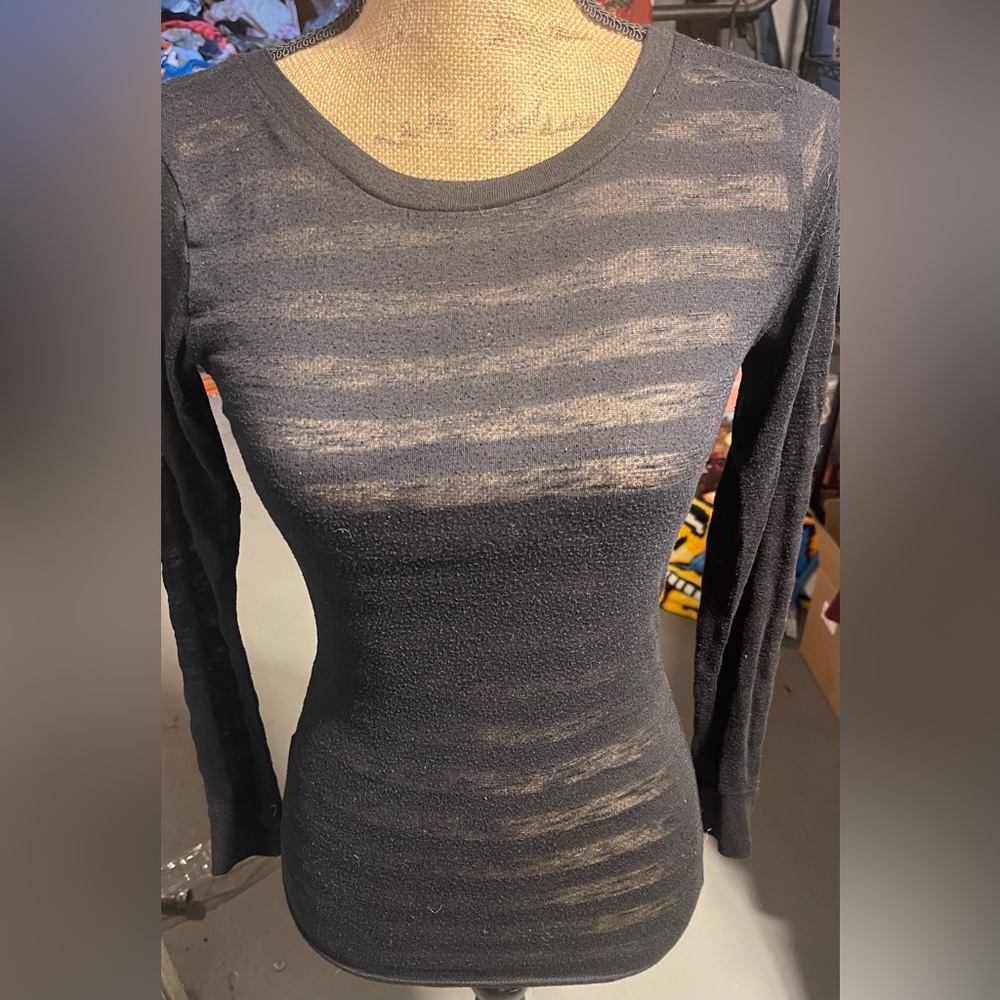 Planet Gold Black Sheer Long Sleeve Shirt.